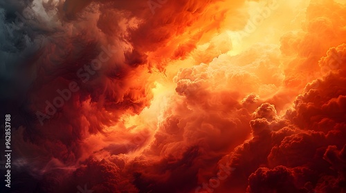 Fiery Sky with Dramatic Clouds and Golden Light