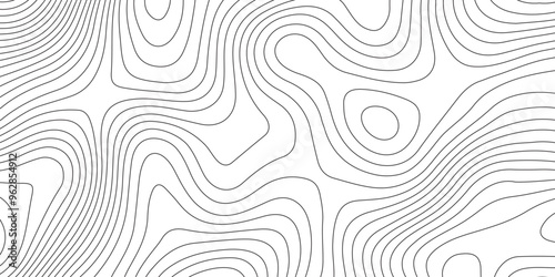 Abstract background with topographic contours map and black color geographic line map .white wave paper curved reliefs abstract background .vector illustration of topographic line contour map design .