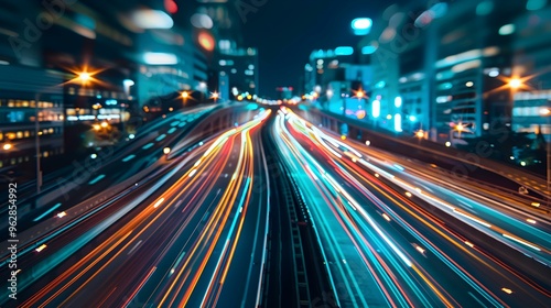 Cityscape Night Photography Long Exposure Light Trails on a Highway