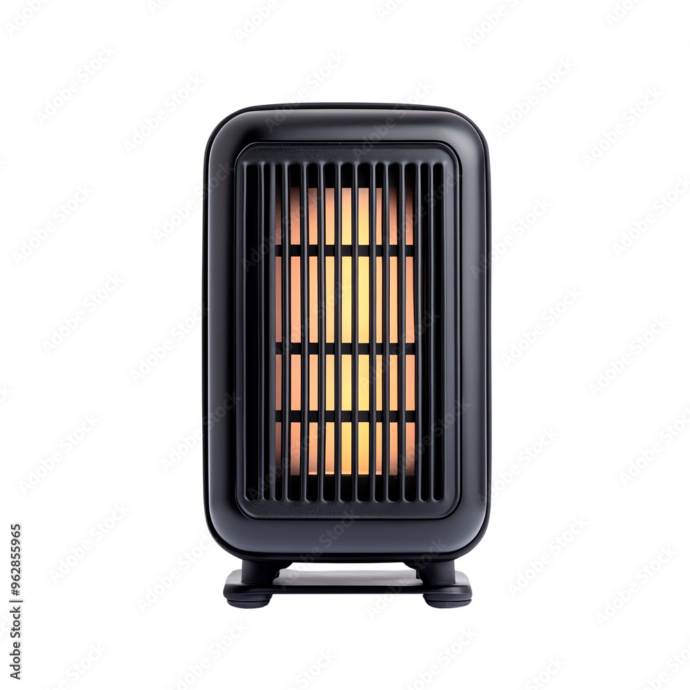 A sleek black space heater featuring A sleek black space heater featuring