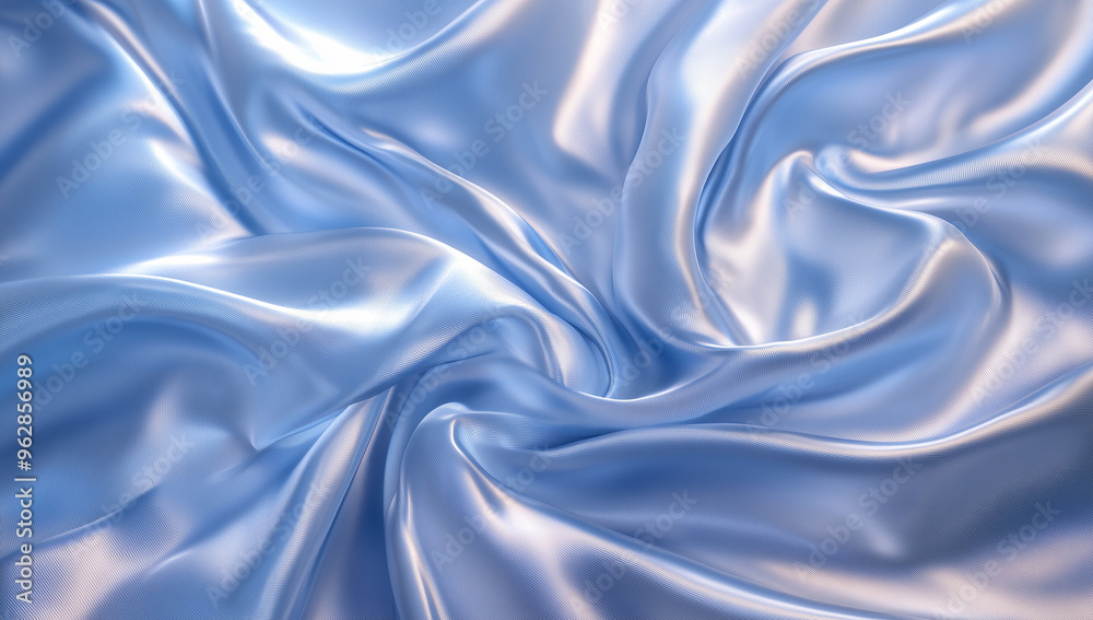 Light and Fluid Transparent Silk with Soft Blue Highlights, 3D Artwork Light and Fluid Transparent Silk with Soft Blue Highlights, 3D Artwork
