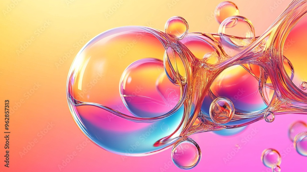 Abstract Colorful Oil Bubbles on Gradient Background Abstract Colorful Oil Bubbles on Gradient Background