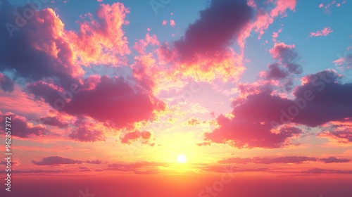 An enchanting image of a real majestic sunset sky background