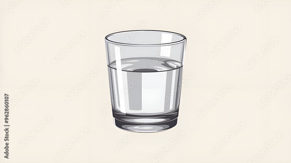 Glass of Water Isolated - Vector Illustration Style