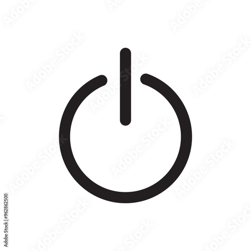 Power button icon. Isolated on white background and Transparent PNG. on and off button icon