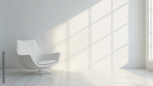 Single white chair in aempty room