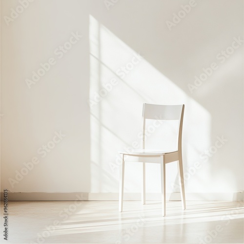 Single white chair in aempty room