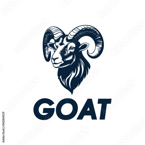 Mountain goat head logo looking right with big horns
