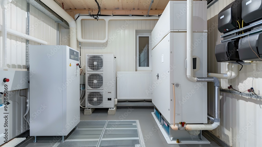Industrial HVAC System in a Mechanical Room