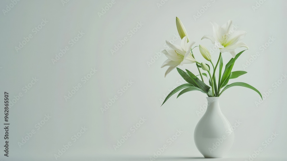 Flower in a vase on white background, elegant and simple Flower in a vase on white background, elegant and simple