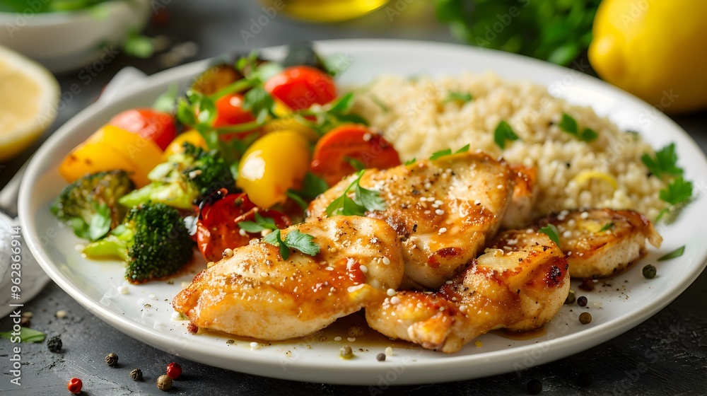 Grilled Chicken Breast with Roasted Vegetables and Quinoa Grilled Chicken Breast with Roasted Vegetables and Quinoa