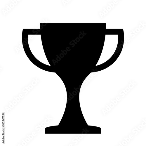 Cup icon. Trophy sign. Black winner award flat vector illustration isolated on transparent background. Champion prize of win in sport game or tournament, achievements, competitions.