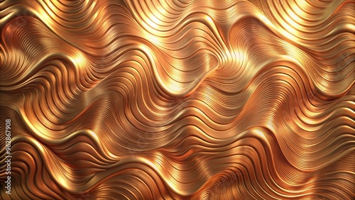 Luxurious copper Wavy Texture Abstract Fluid Background