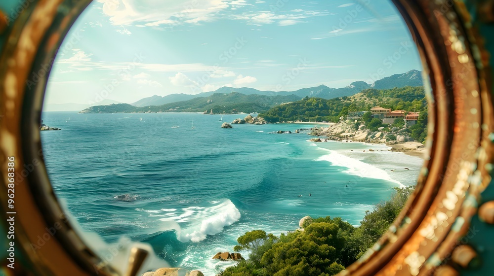 Stunning Coastal View Through a Porthole Stunning Coastal View Through a Porthole