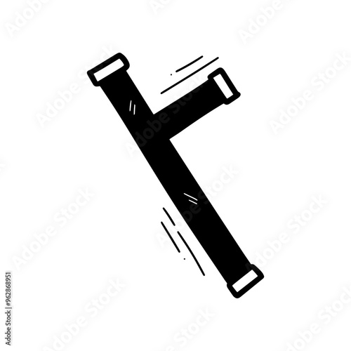 Hand Drawn Police Baton Illustration. Doodle Vector. Isolated on White Background - EPS 10 Vector