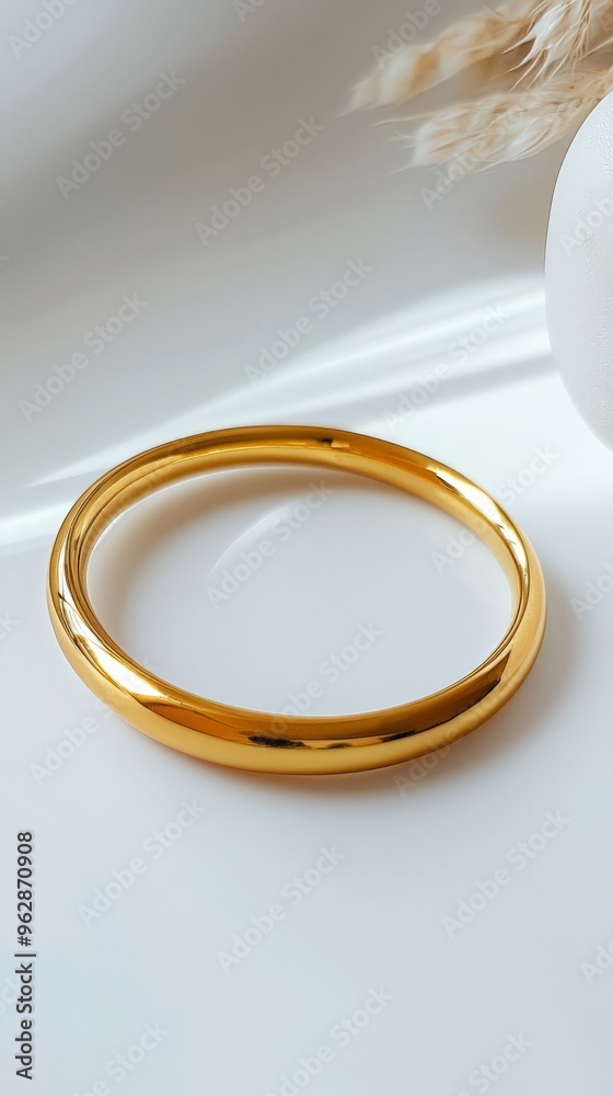 Gold bangle on white background, simple yet stylish Gold bangle on white background, simple yet stylish