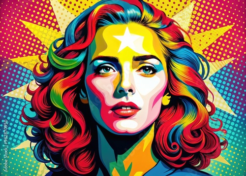 revolutionary feminine portrait pop art vibrant contrasting