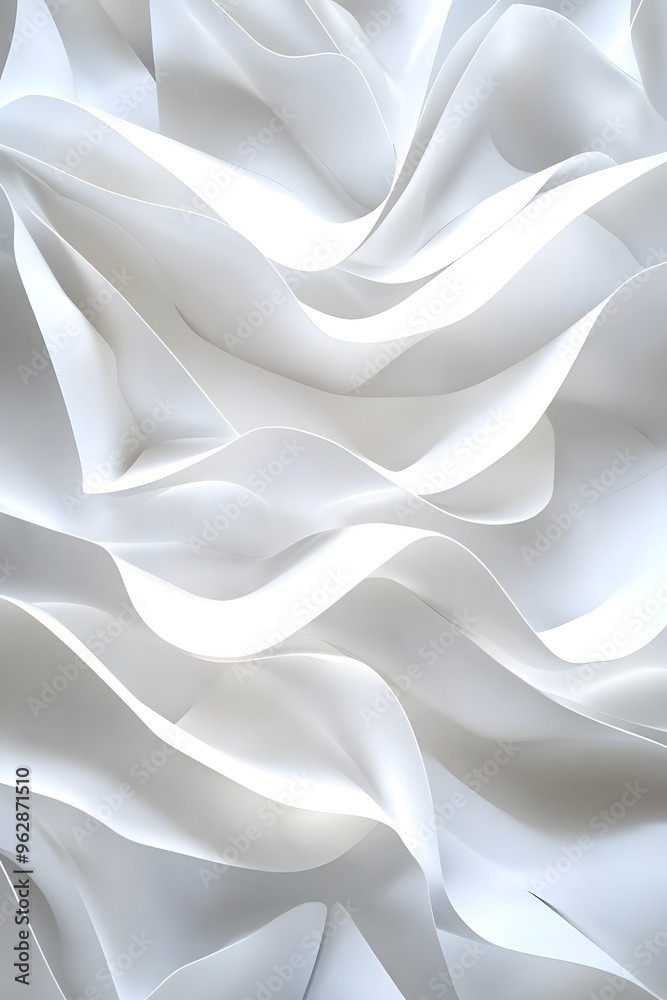 Fototapeta premium A minimalistic abstract background featuring smooth, flowing white waves