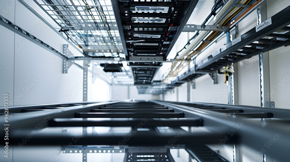 Cable Management System in a Modern Server Room Stock Illustration ...
