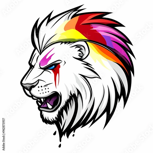 Wallpaper Mural A fierce white lion with a rainbow mane. Torontodigital.ca