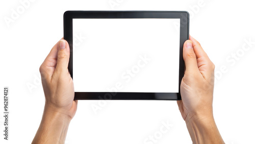 hand holding tablet computer