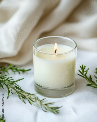 Hand-poured candle on white background, natural fragrance