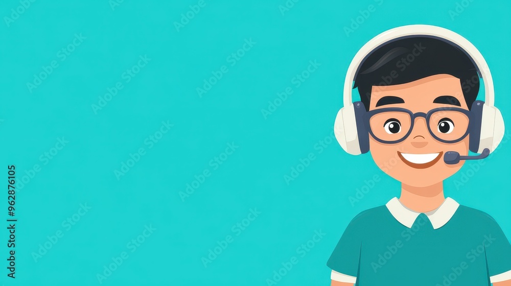 A colorful flat design shows a young Asian customer service rep in a headset ready to assist against a white backdrop. A colorful flat design shows a young Asian customer service rep in a headset ready to assist against a white backdrop.