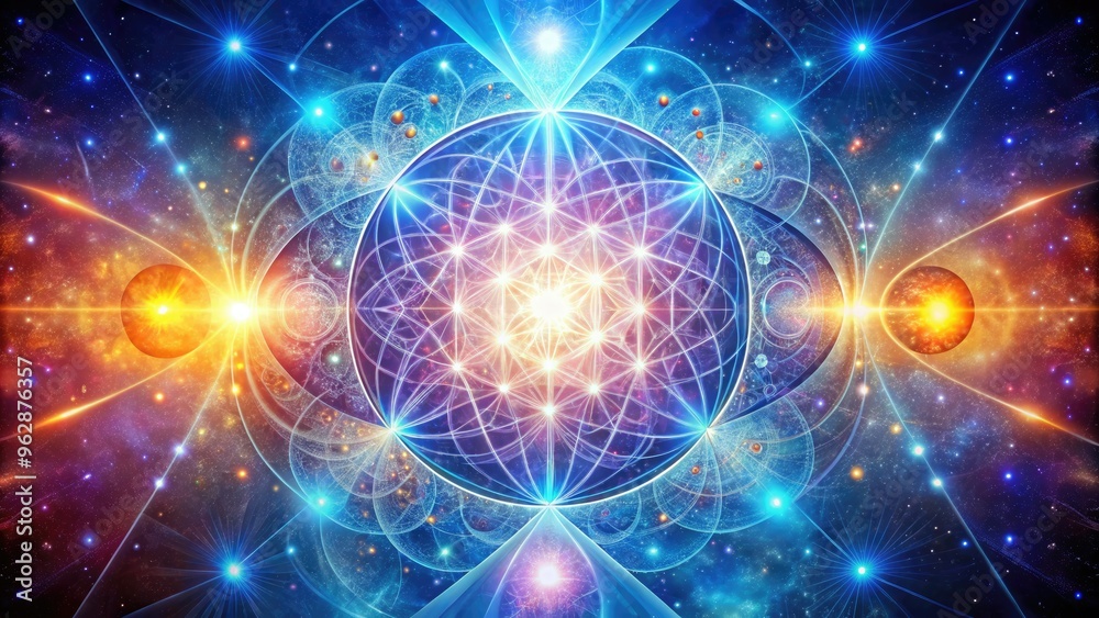 Fototapeta premium auroracore lightbeam futurism sacred geometry cosmosscape
