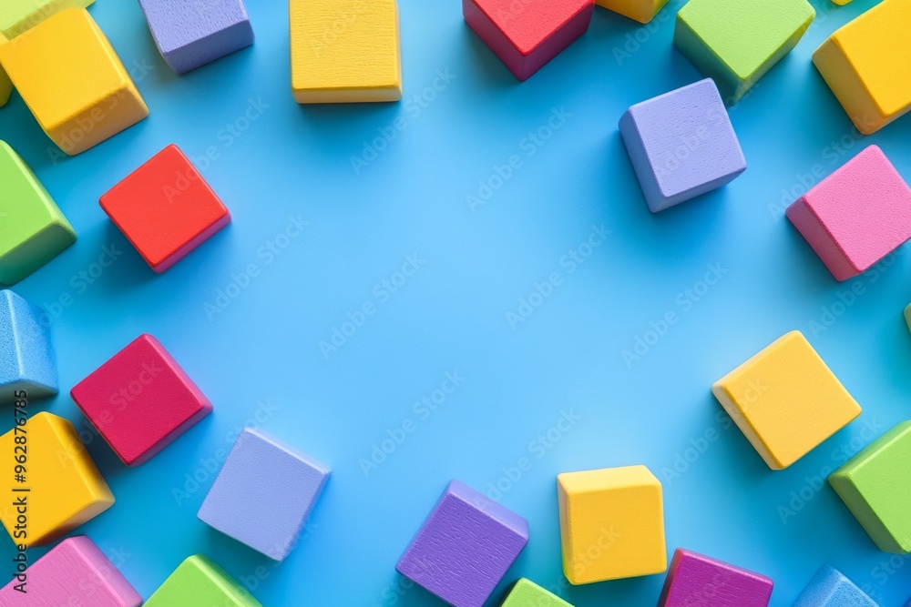 A vibrant and playful background with baby blocks, perfect for baby product advertisements A vibrant and playful background with baby blocks, perfect for baby product advertisements