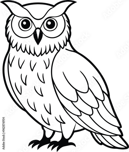 Owl line art vector illustration detailed owl face in vector