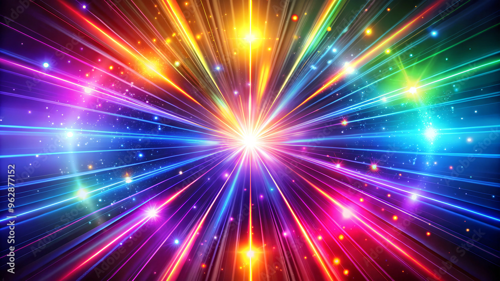 Fototapeta premium Abstract neon background with rays. 