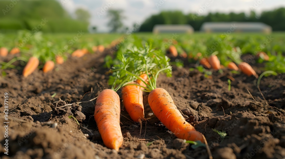 Close-Up of Fresh Carrots in a Field Close-Up of Fresh Carrots in a Field