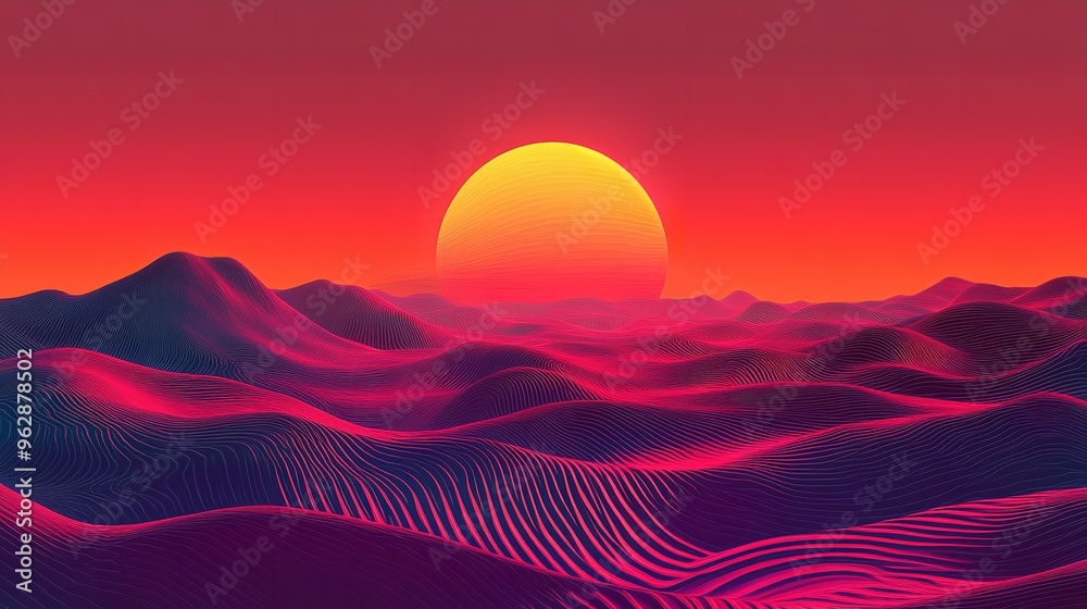 Experience the dynamic elegance of a sunrise gradient animation pulsating with vitality, where vivid hues meld into deeper shades, providing a captivating canvas for graphic expression.