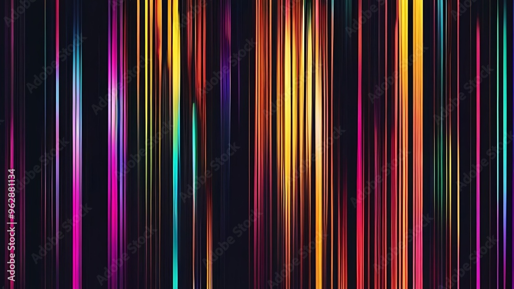 vertical lines of colorful light with digital glitch effects Dark background vertical lines of colorful light with digital glitch effects Dark background