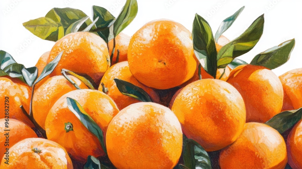 Close up oil painting of mandarin orange hesperidin isolated against a white background Close up oil painting of mandarin orange hesperidin isolated against a white background