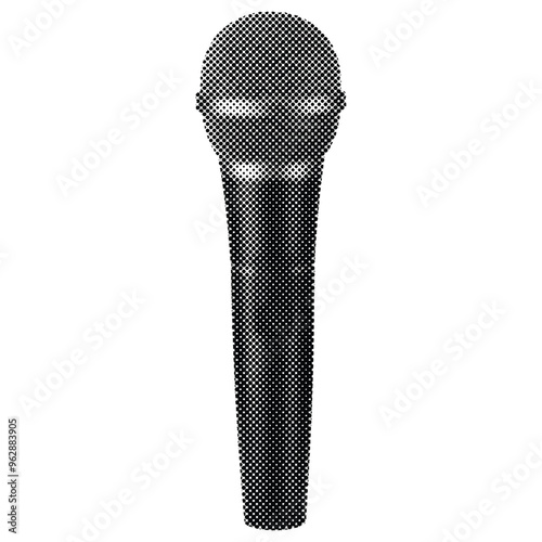 microphone isolated retro halftone grunge dotted effect vintage collage element