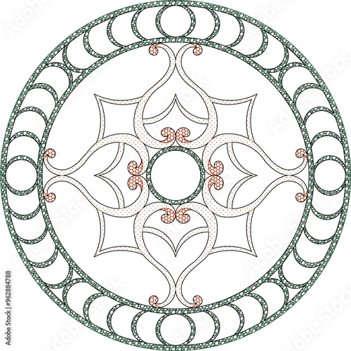 Sketch vector illustration silhouette design image decorative frame ornament rosette classic old vintage ethnic traditional