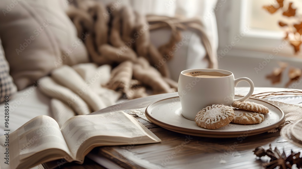 Cozy Coffee Break with Cookies and a Book Cozy Coffee Break with Cookies and a Book