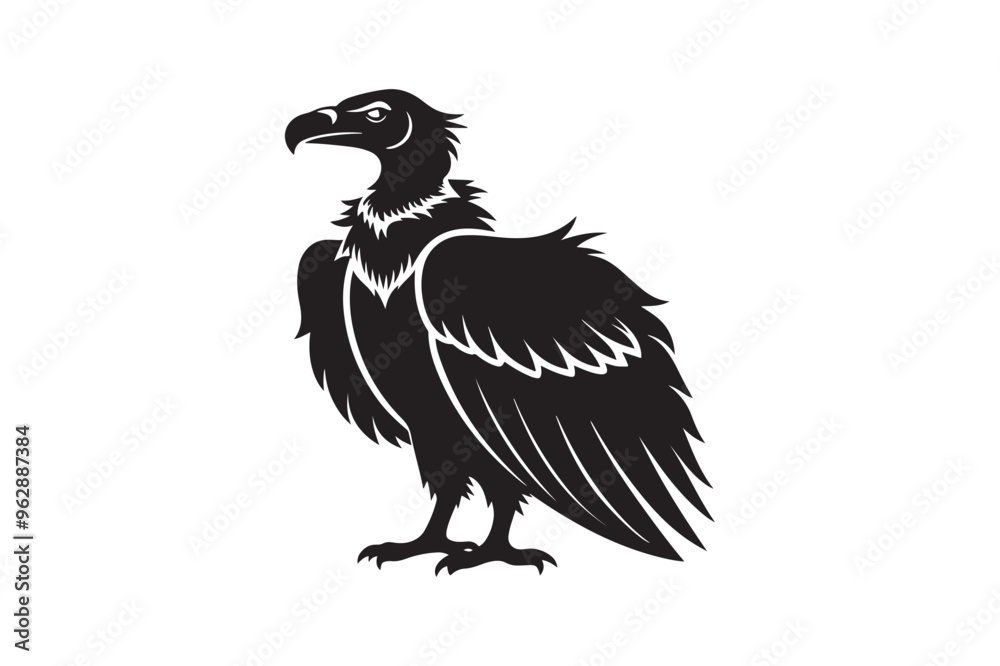 Fototapeta premium Vulture silhouette vector illustration, Vulture silhouette vector Vulture silhouette line art