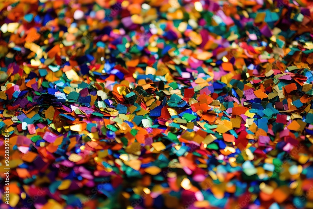 Colorful confetti falling on a bright blue background for celebration Colorful confetti falling on a bright blue background for celebration
