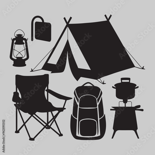 set of camping icons