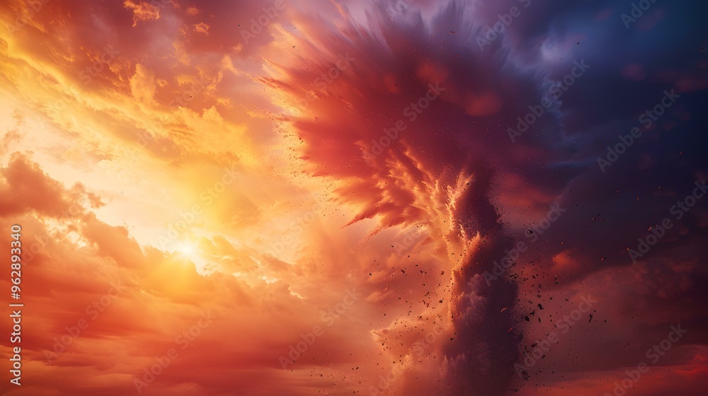 Obraz premium Dramatic Sunset Sky with Abstract Cloud Formation