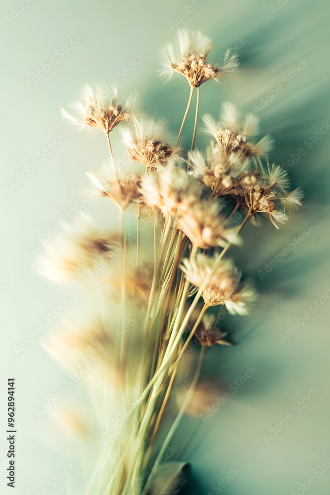 Dry flowers bouquet blurred with shadow. Abstract botanical aesthetic poster, floral card. Flowers background. Dry flowers bouquet blurred with shadow. Abstract botanical aesthetic poster, floral card. Flowers background.