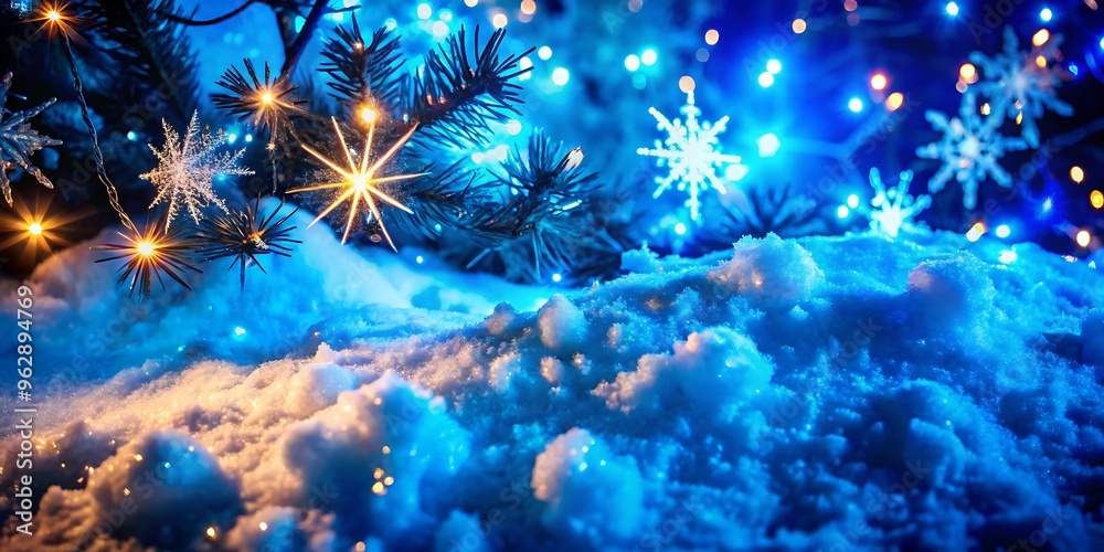 Fototapeta premium Snowflakes on Snow, Christmas and Winter Background