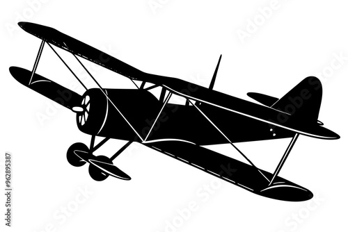 Vintage Biplane silhouette vector illustration