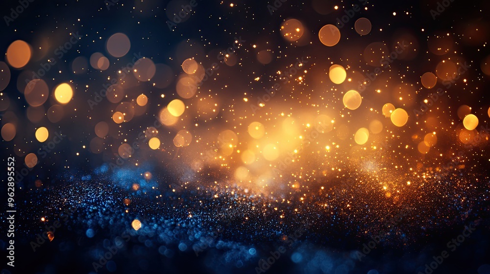 Obraz premium Glitter vintage lights background. gold and blue