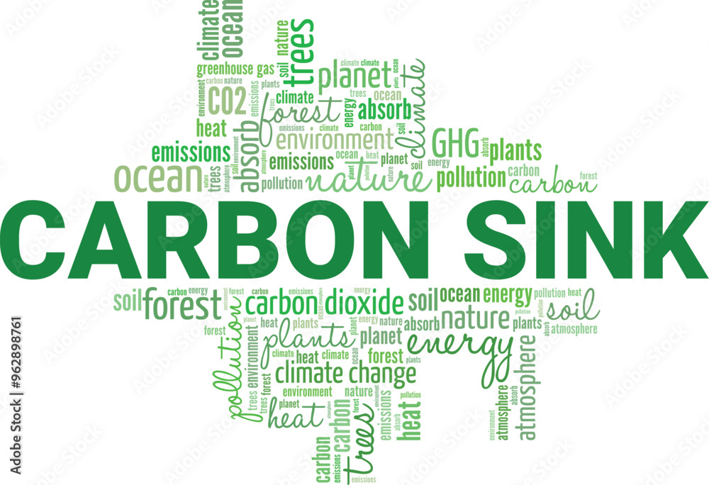 Carbon Sink word cloud conceptual design isolated on white background. Carbon Sink word cloud conceptual design isolated on white background.