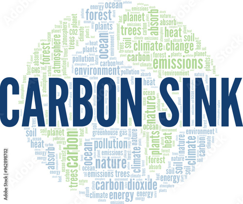 Carbon Sink word cloud conceptual design isolated on white background.