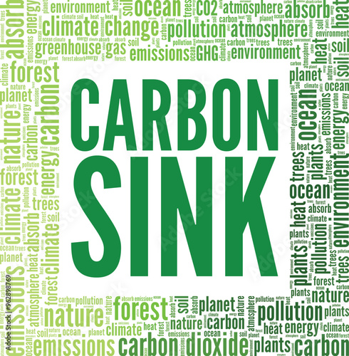 Carbon Sink word cloud conceptual design isolated on white background.