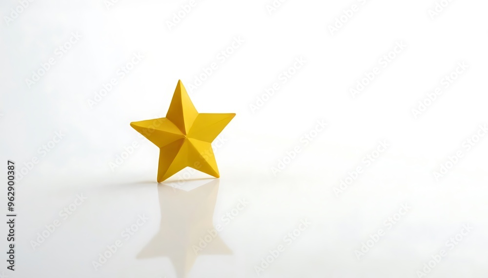 Obraz premium gold star with reflective metallic texture, elegant and modern, photorealistic style, isolated on white background